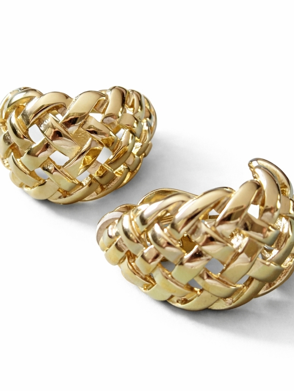 Vintage Givenchy Gold Tone Woven Knot Clip-On Earrings – Statement Designer - Picture 3 of 4